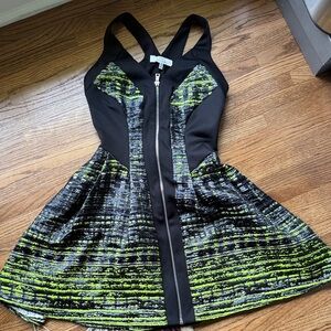 Robert Rodriguez Black and Green Textured Dress